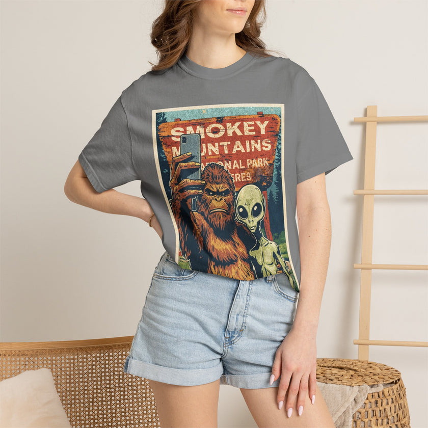 Smoky Mountains Alien & Bigfoot T-shirt — National Park Adventure Tee