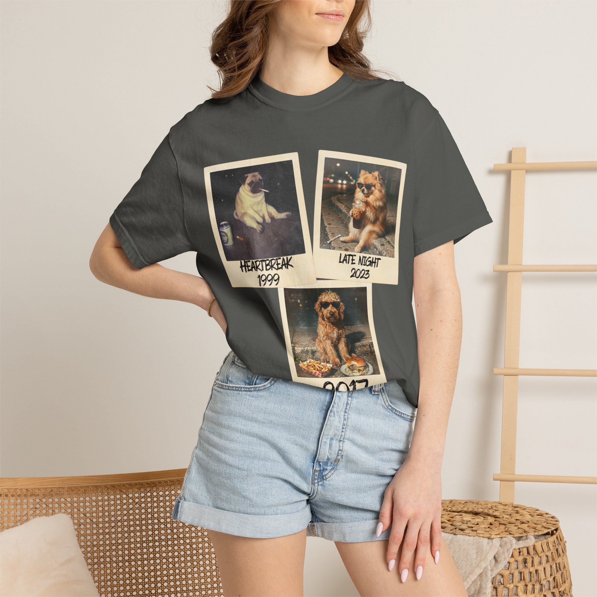 Personalized Polaroid Photo Tee — Custom 3 Image & Text Options