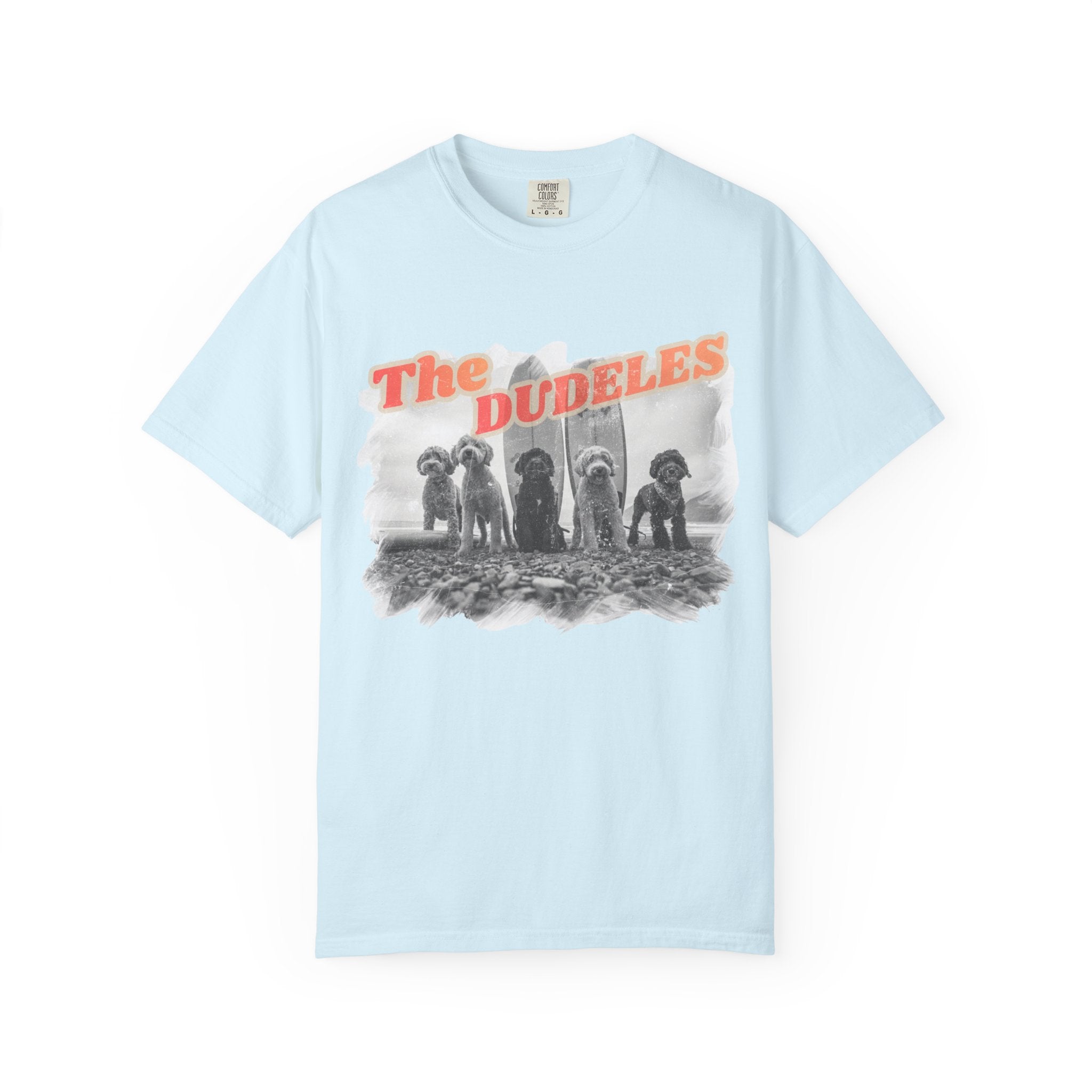 The Dudeles Dog Surfer T-Shirt | Doodle Breed Surfing Design