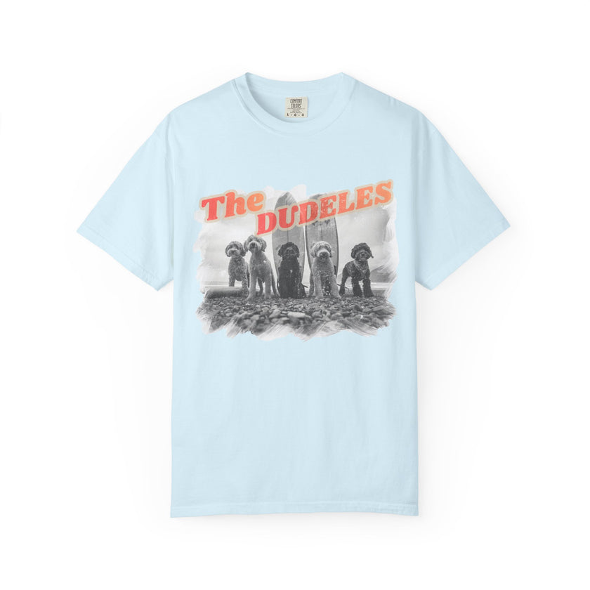 The Dudeles Dog Surfer T-Shirt | Doodle Breed Surfing Design