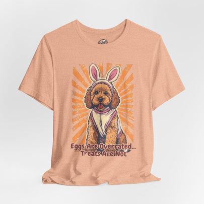 Easter Dog Tee — “Eggs Are Overrated...Treats Are Not” Goldendoodle Retro Graphic T-Shirt