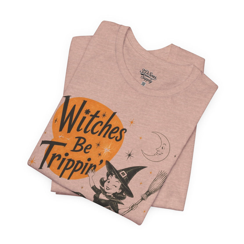 Witches Be Trippin' Halloween Tee - Cute Witch Cat Graphic T-Shirt