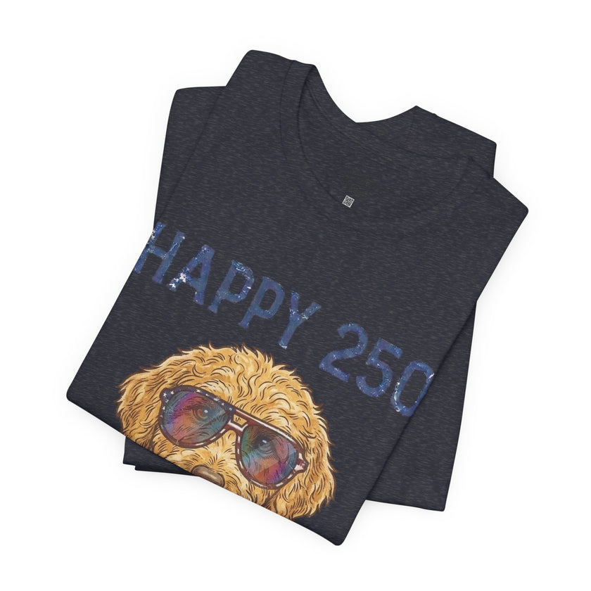Happy 250 America! Patriotic Goldendoodle Tee
