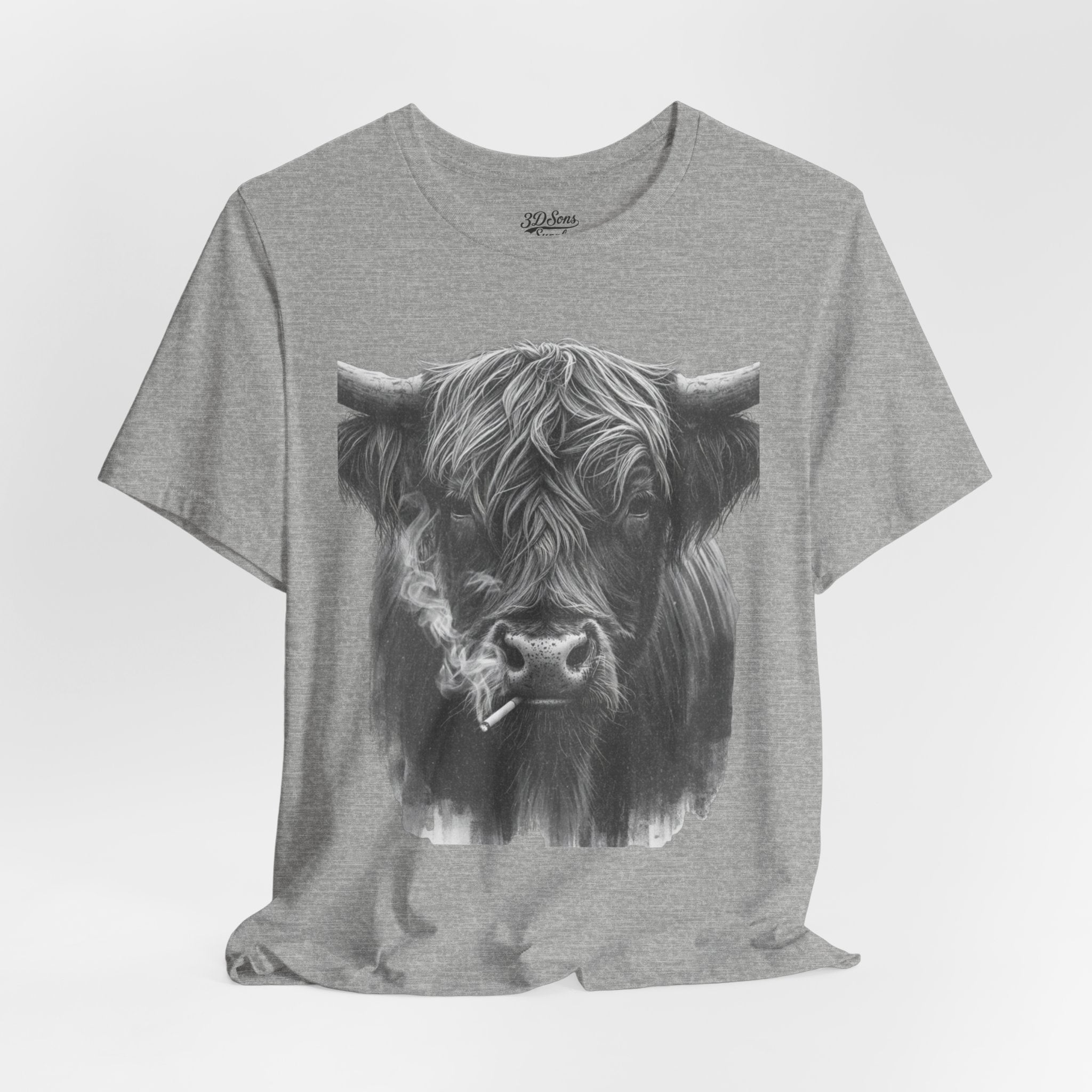 Highland Cow Smoking Tee — Vintage Highland Cattle Graphic T-Shirt