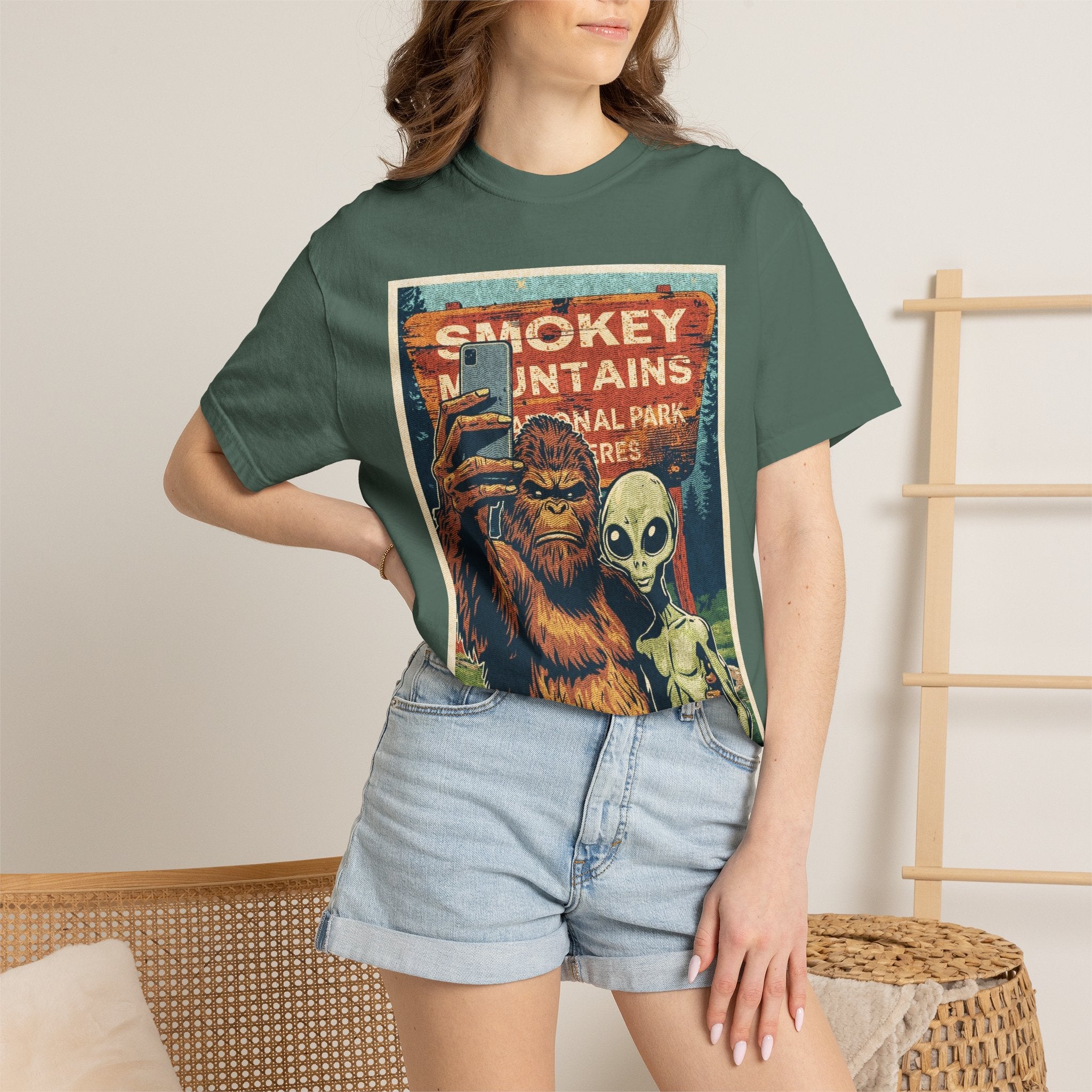 Smoky Mountains Alien & Bigfoot T-shirt — National Park Adventure Tee