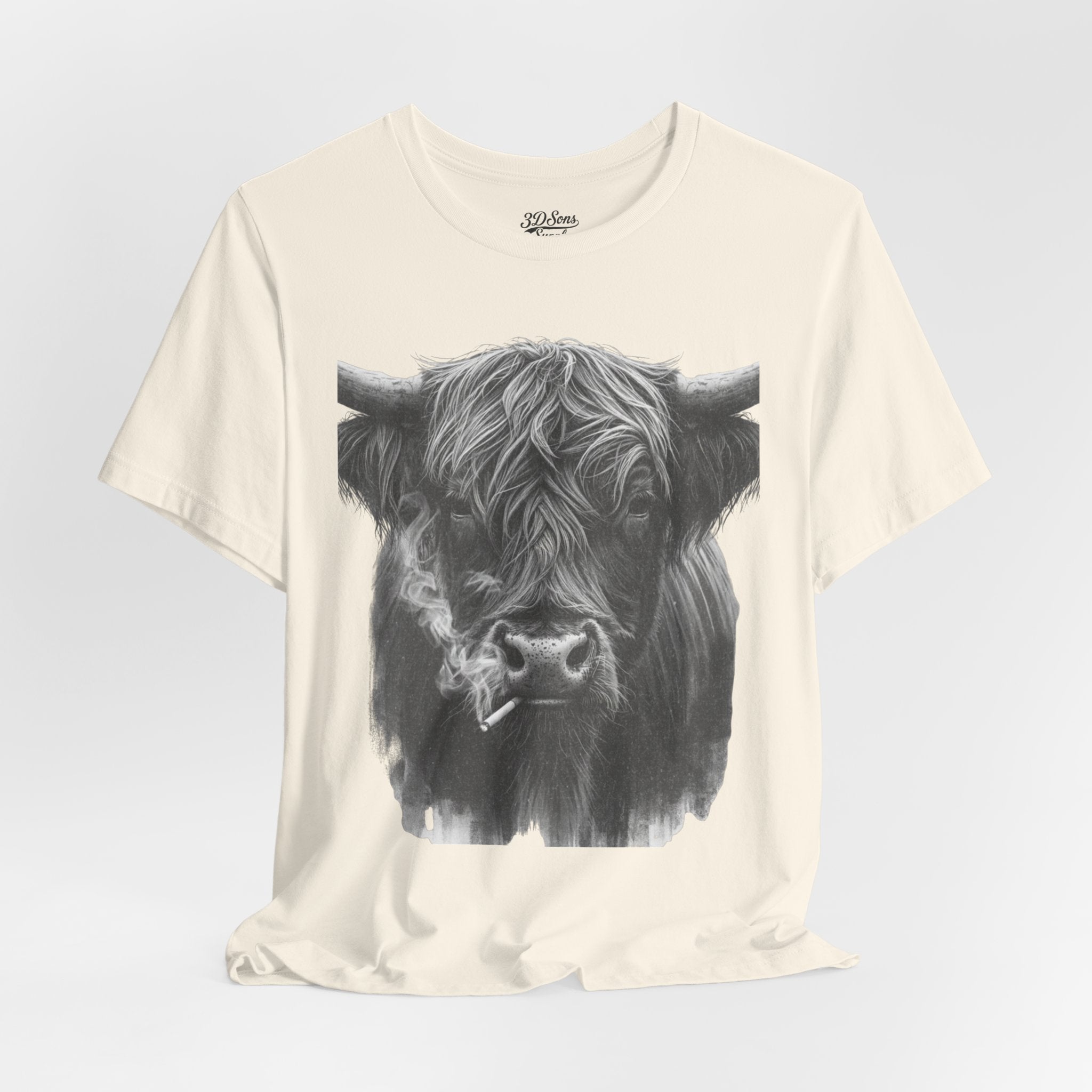 Highland Cow Smoking Tee — Vintage Highland Cattle Graphic T-Shirt
