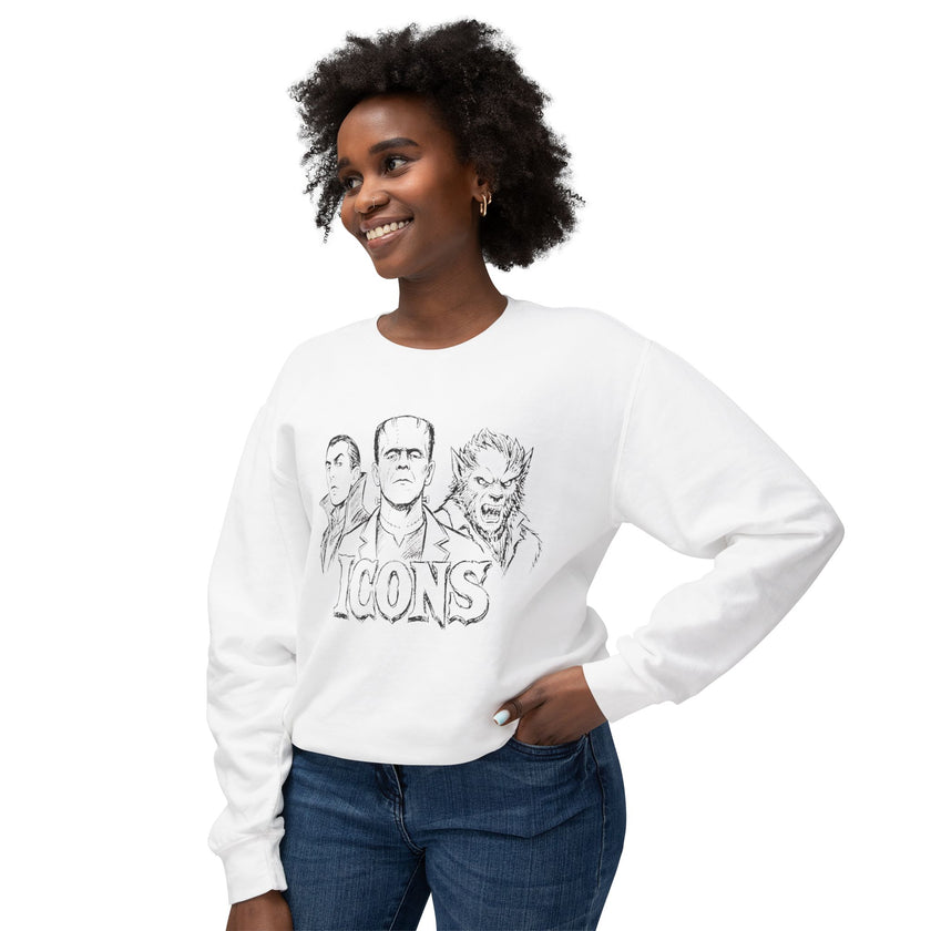 Classic Monster Icons Sweatshirt | Frankenstein Dracula Wolfman Crewneck