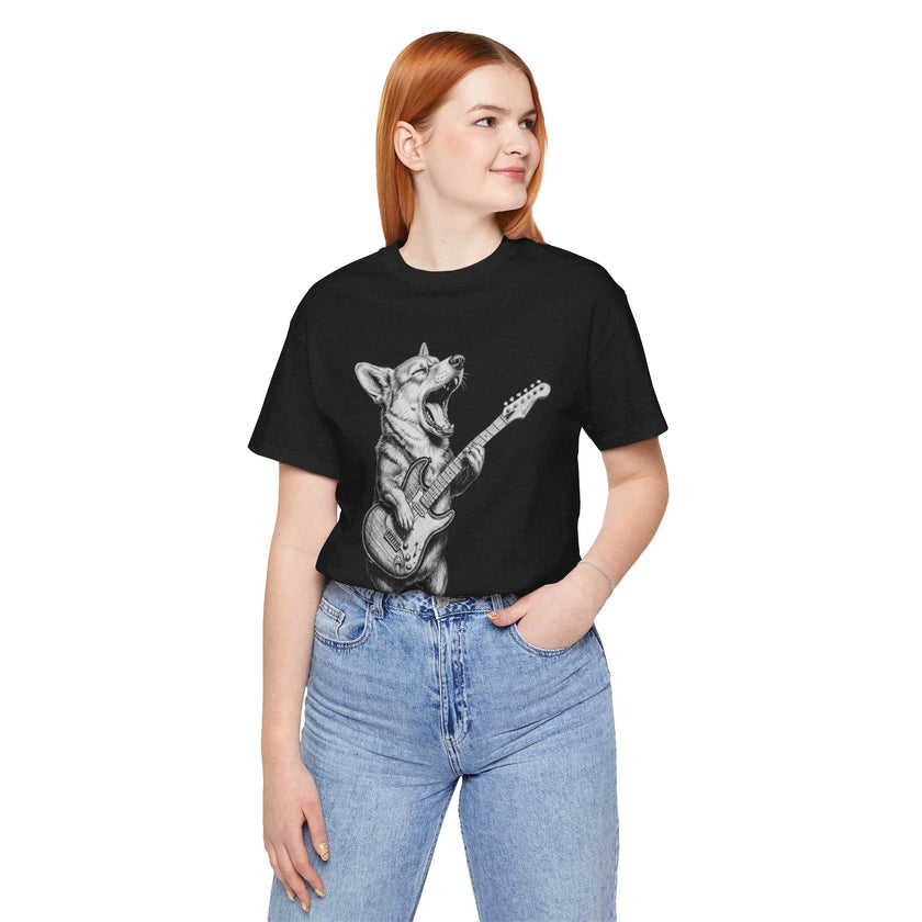 Corgi Rockstar T‑Shirt — Guitar Playing Dog Graphic Tee
