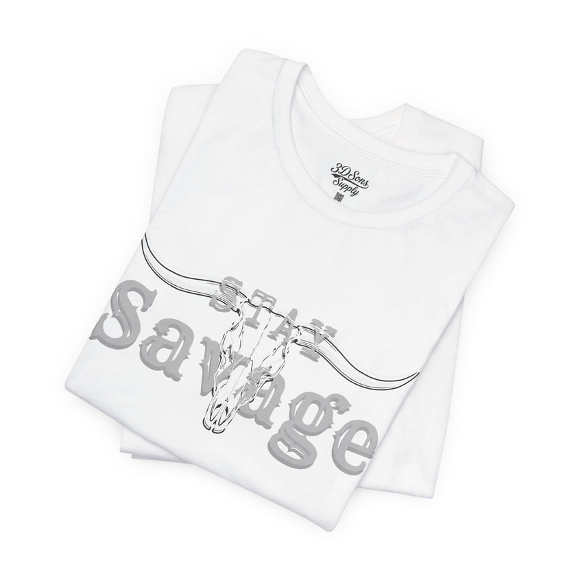 Stay Savage Longhorn Tee - Vintage Texas Skull T-Shirt