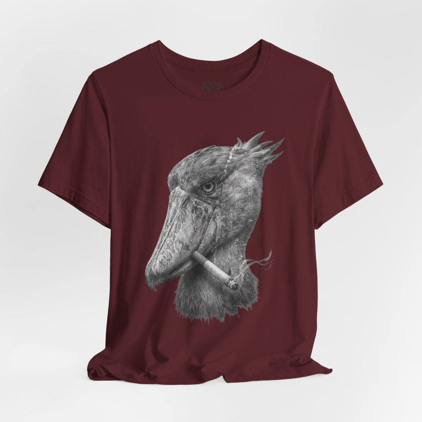 Smoking Shoebill Stork T-Shirt — Quirky Bird Graphic Tee