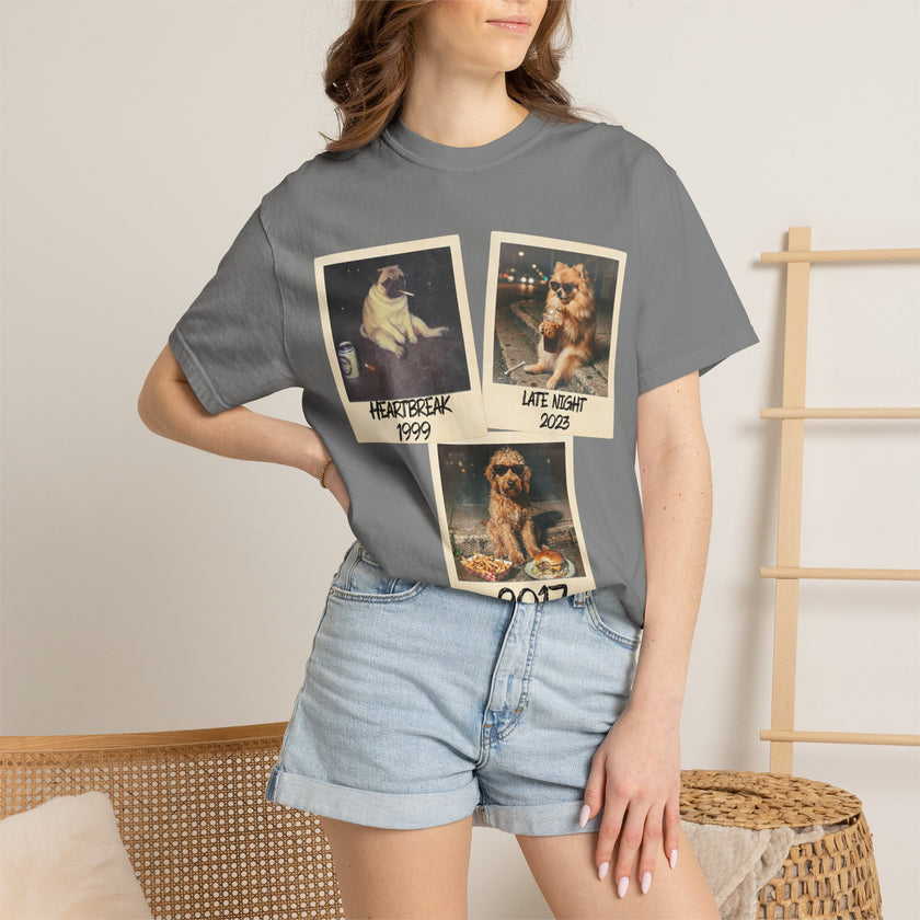 Personalized Polaroid Photo Tee — Custom 3 Image & Text Options