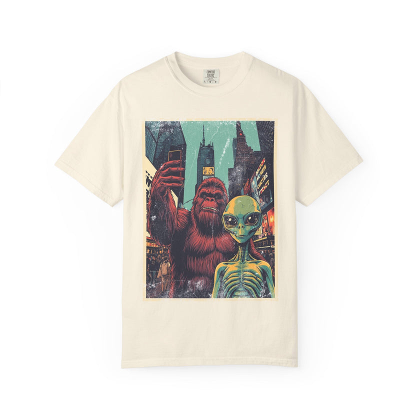 Alien & Bigfoot New York Times Square T-Shirt — Funny Urban Cryptid Tee