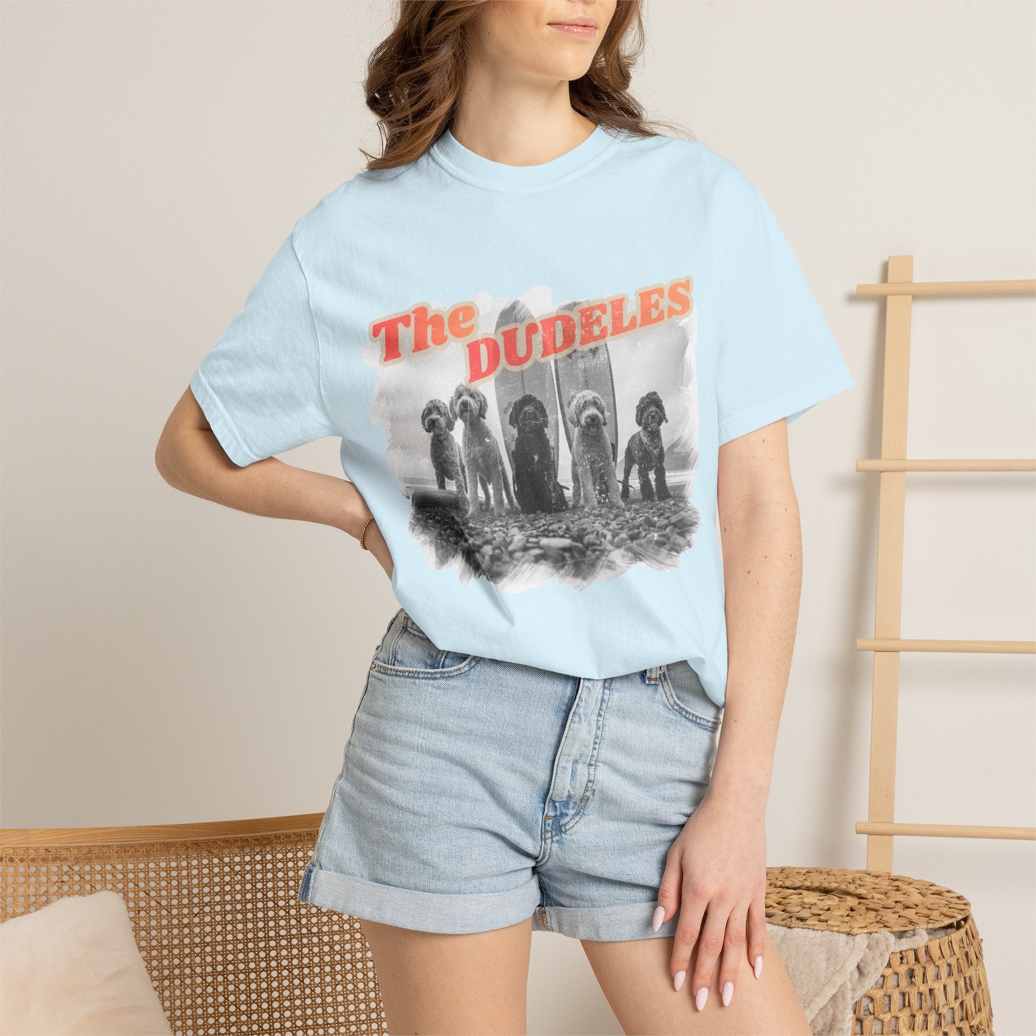 The Dudeles Dog Surfer T-Shirt | Doodle Breed Surfing Design