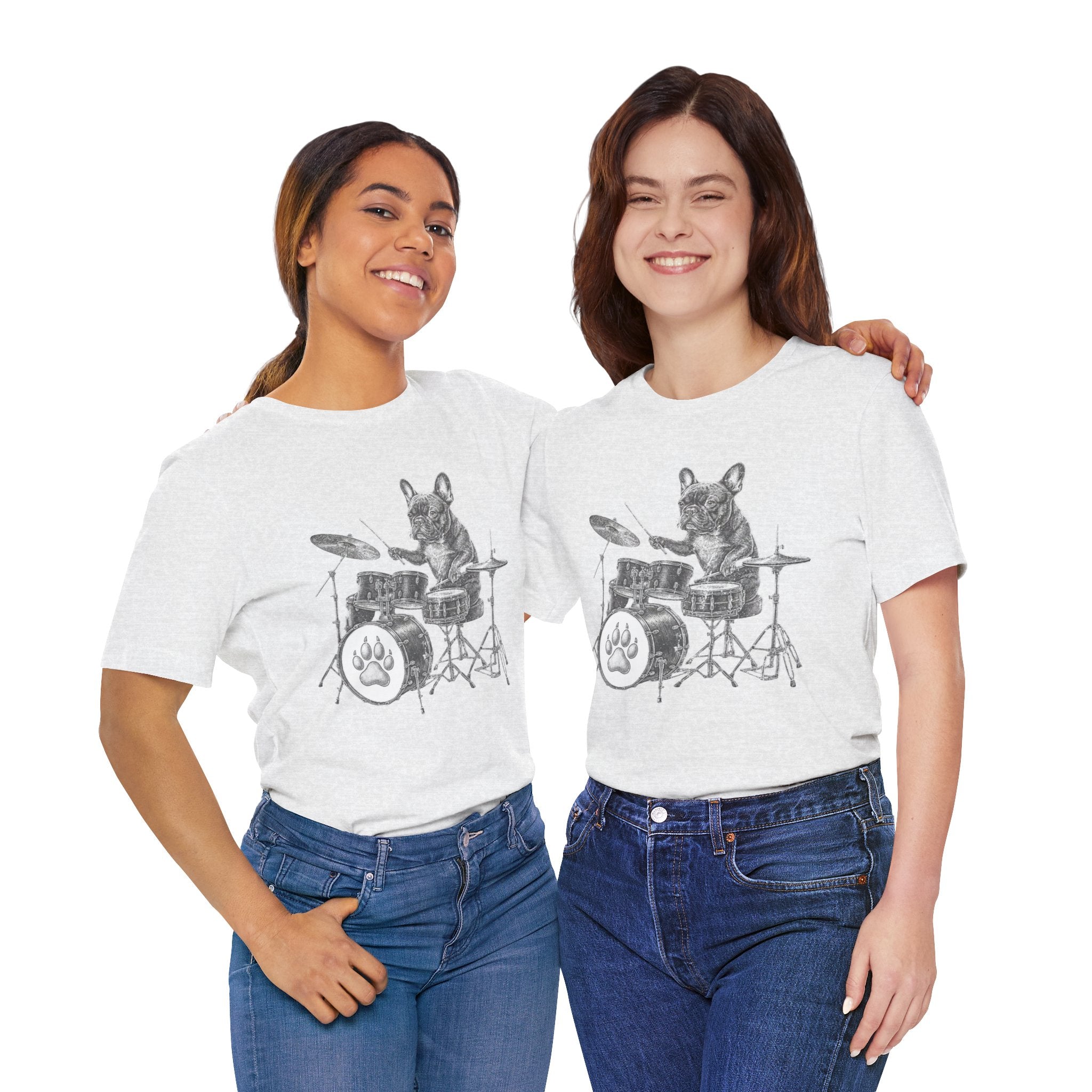 Drumming French Bulldog T-Shirt — Cute Dog Playing Drum Graphic Tee