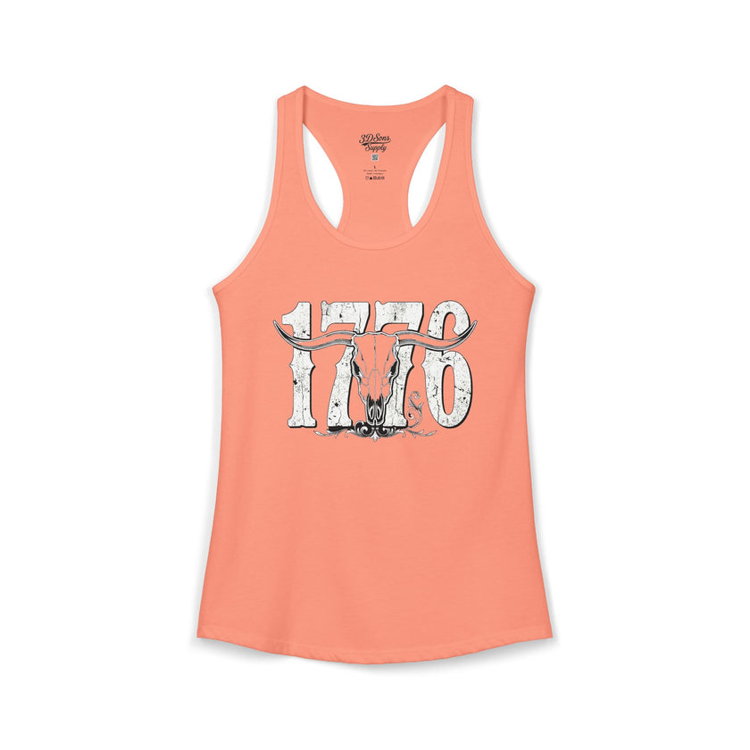 1776 Longhorn Skull Women's Racerback Tank