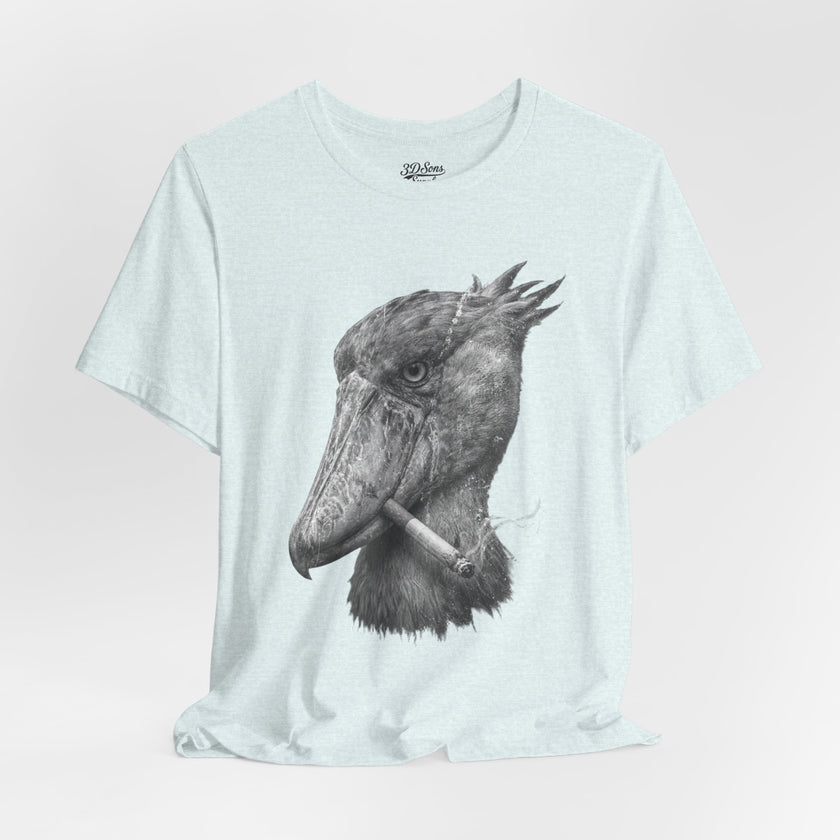 Smoking Shoebill Stork T-Shirt — Quirky Bird Graphic Tee