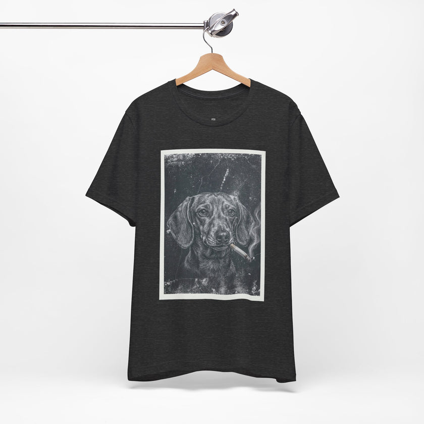 Dachshund Smoking Portrait Tee – Vintage Smokin' Dog Art T-Shirt