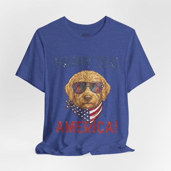 Happy 250 America! Patriotic Goldendoodle Tee