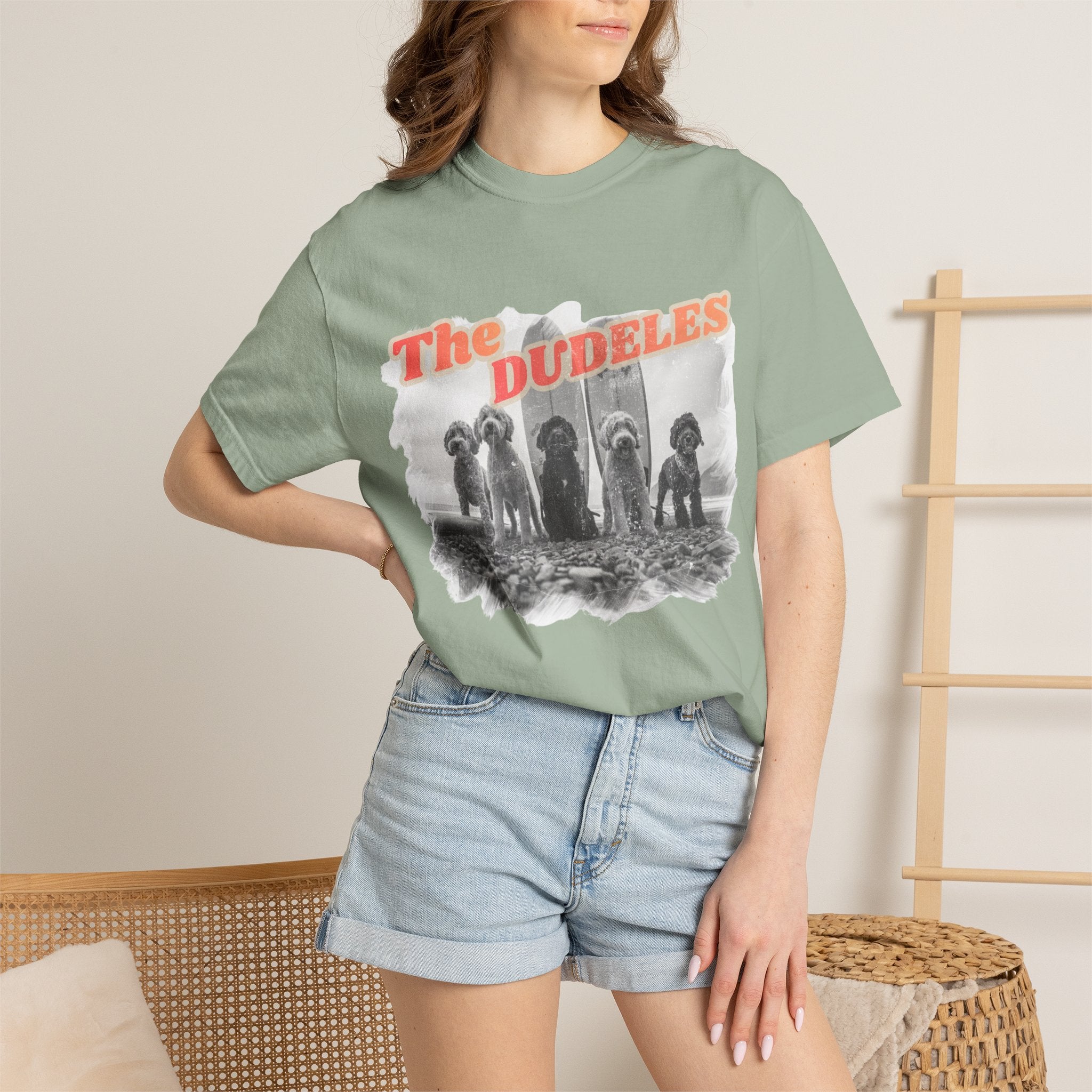 The Dudeles Dog Surfer T-Shirt | Doodle Breed Surfing Design