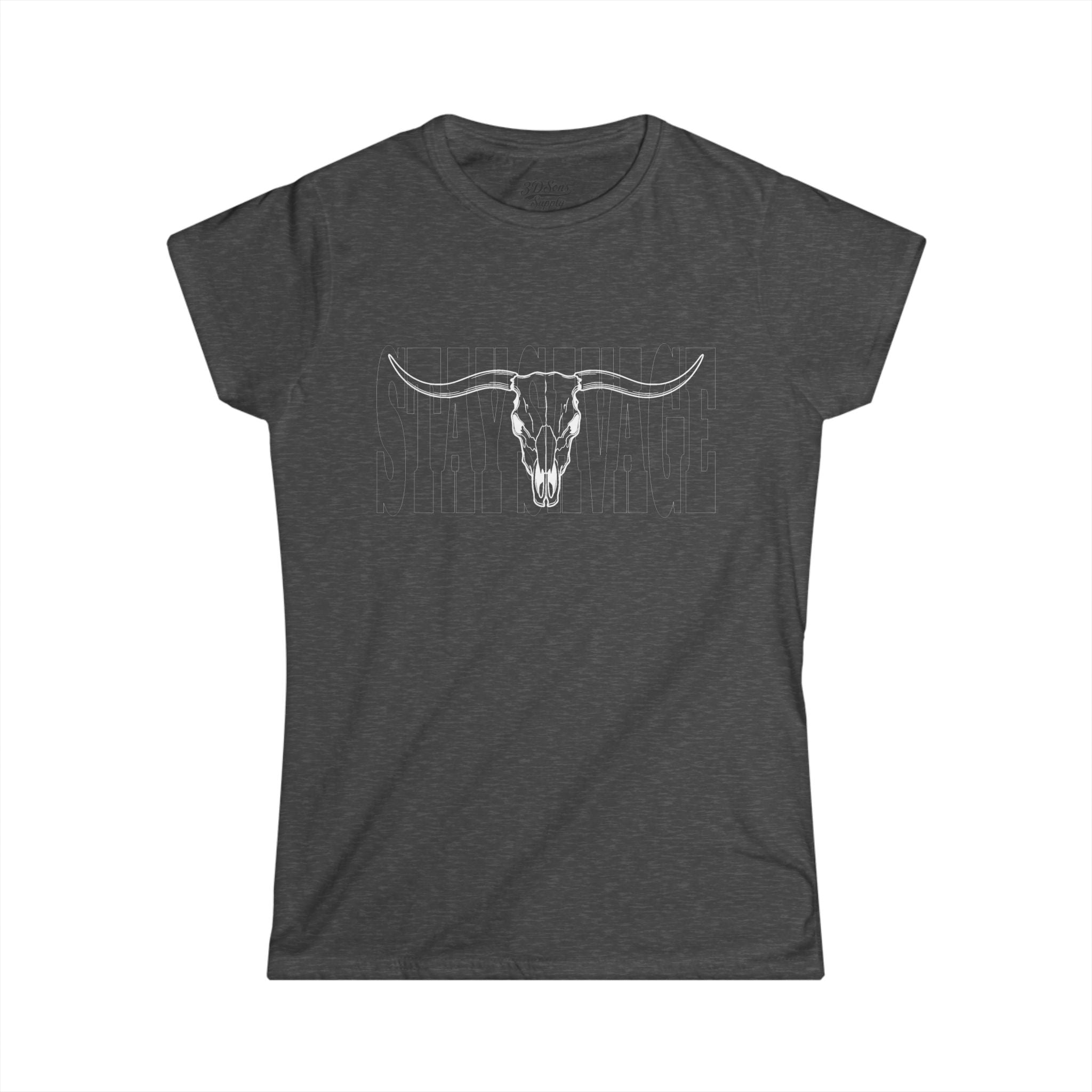 Stay Savage Longhorn Skull Women's Tee — Rugged Western Graphic Shirt
