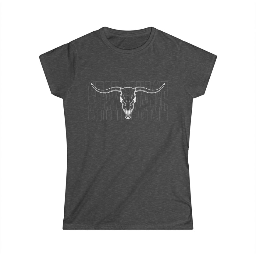Stay Savage Longhorn Skull Women's Tee — Rugged Western Graphic Shirt