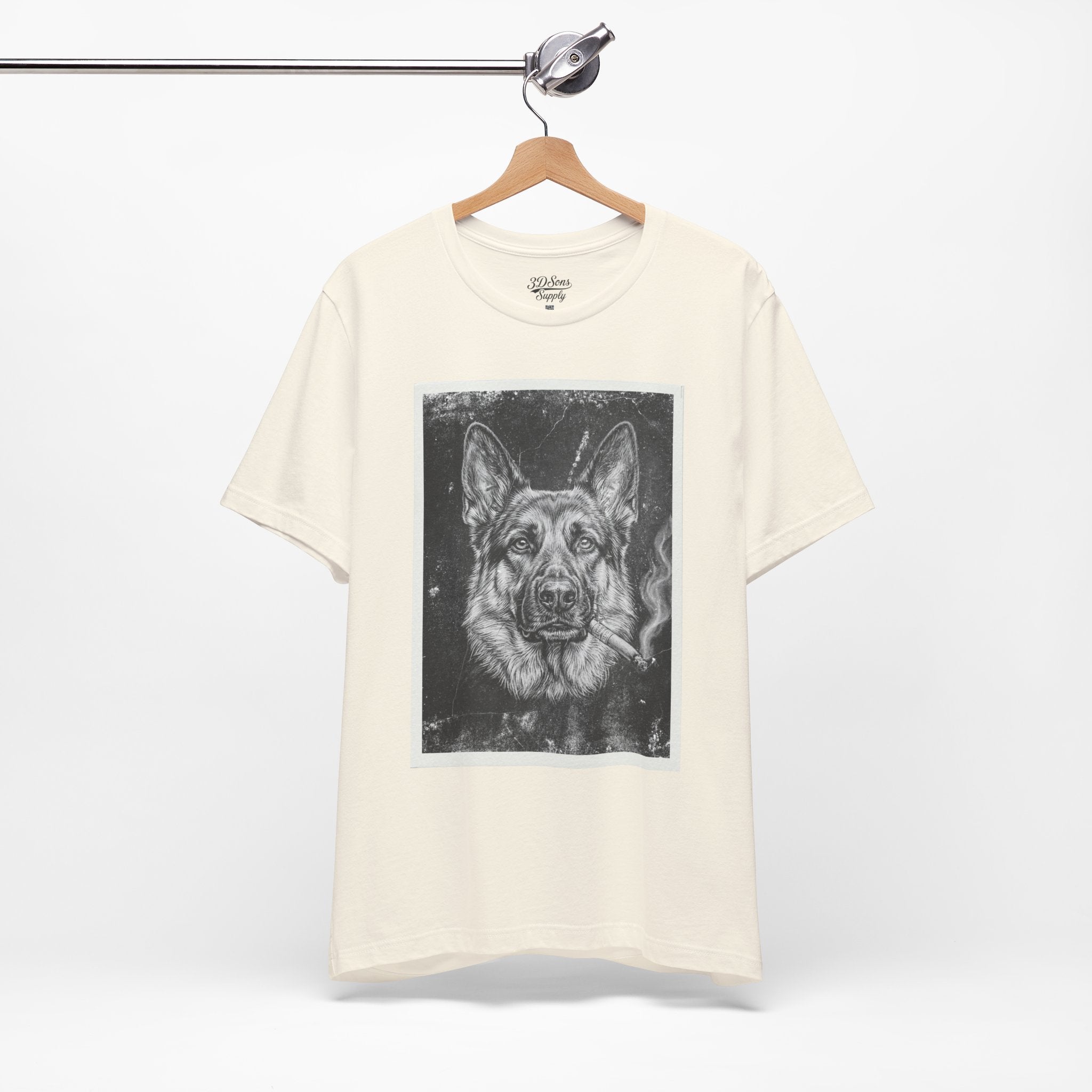 German Shepard Smoke Photo Tee — Vintage Pup Graphic T-Shirt
