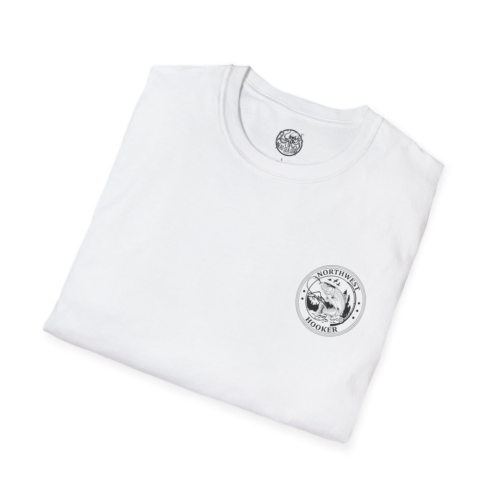 Northwest Hooker Trout Logo T-Shirt | Fishing Badge, Mountain River Design