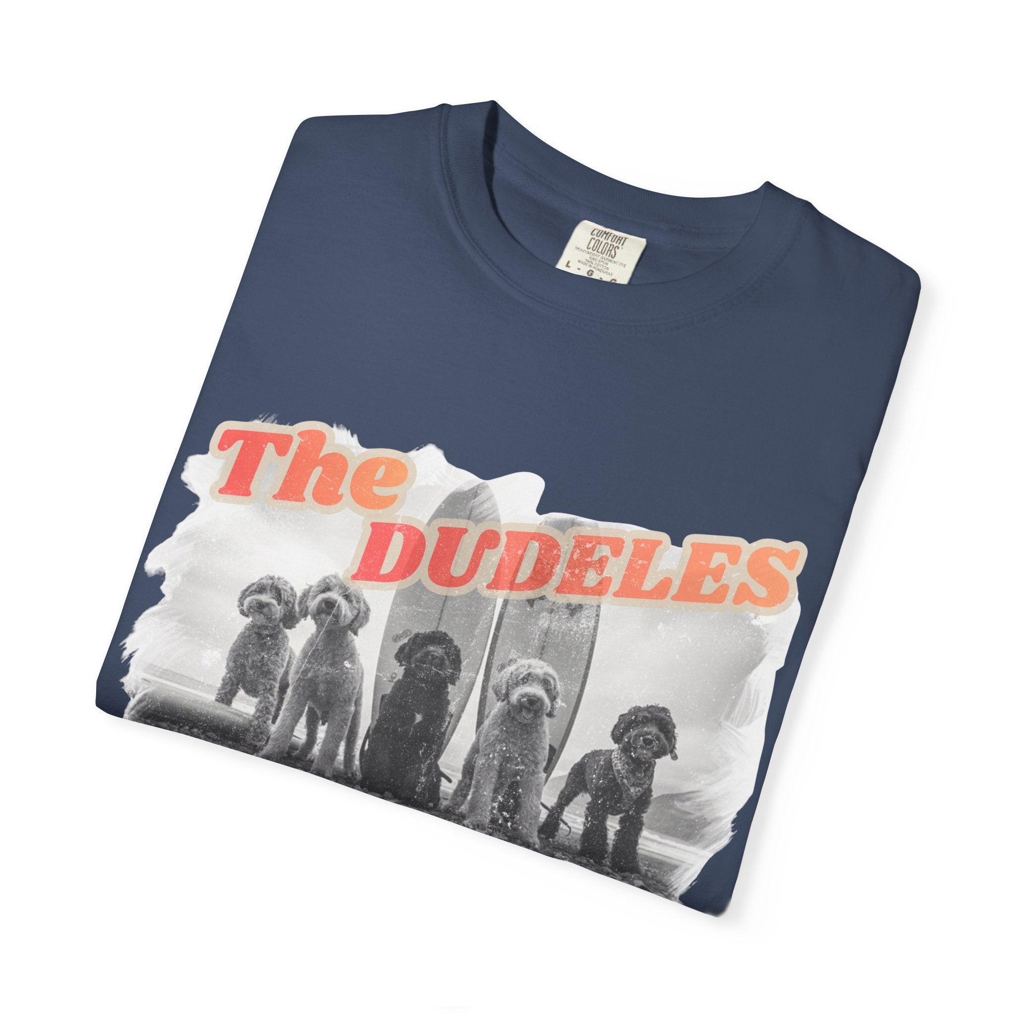 The Dudeles Dog Surfer T-Shirt | Doodle Breed Surfing Design