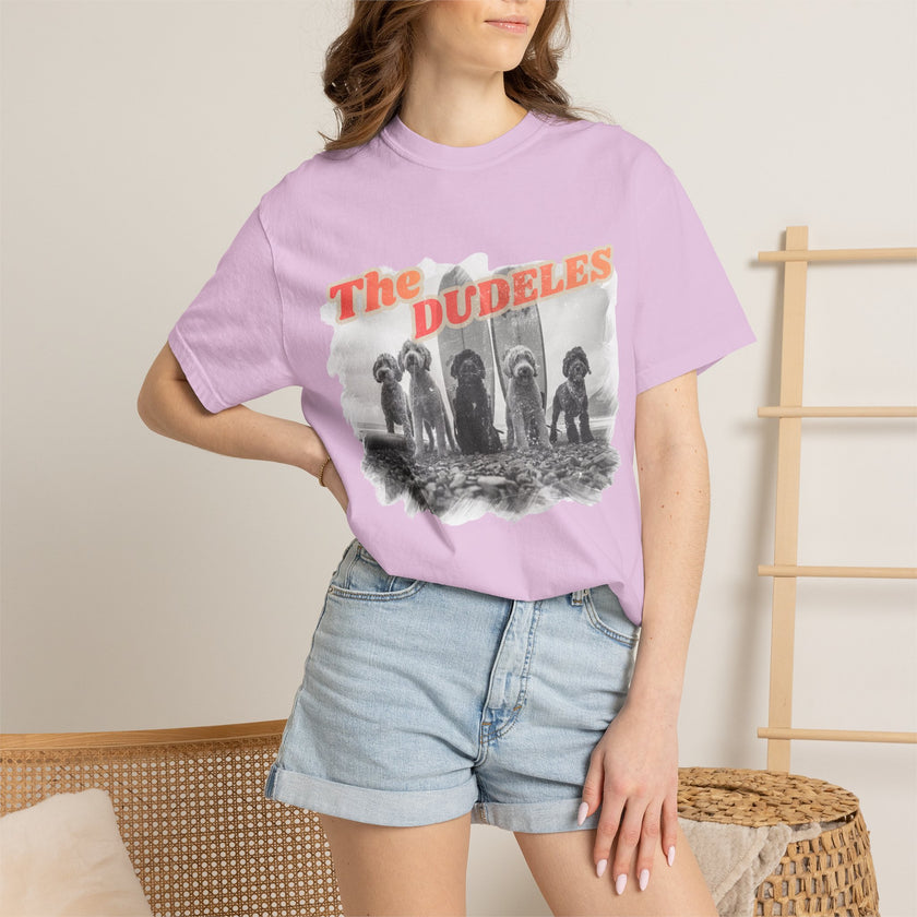 The Dudeles Dog Surfer T-Shirt | Doodle Breed Surfing Design