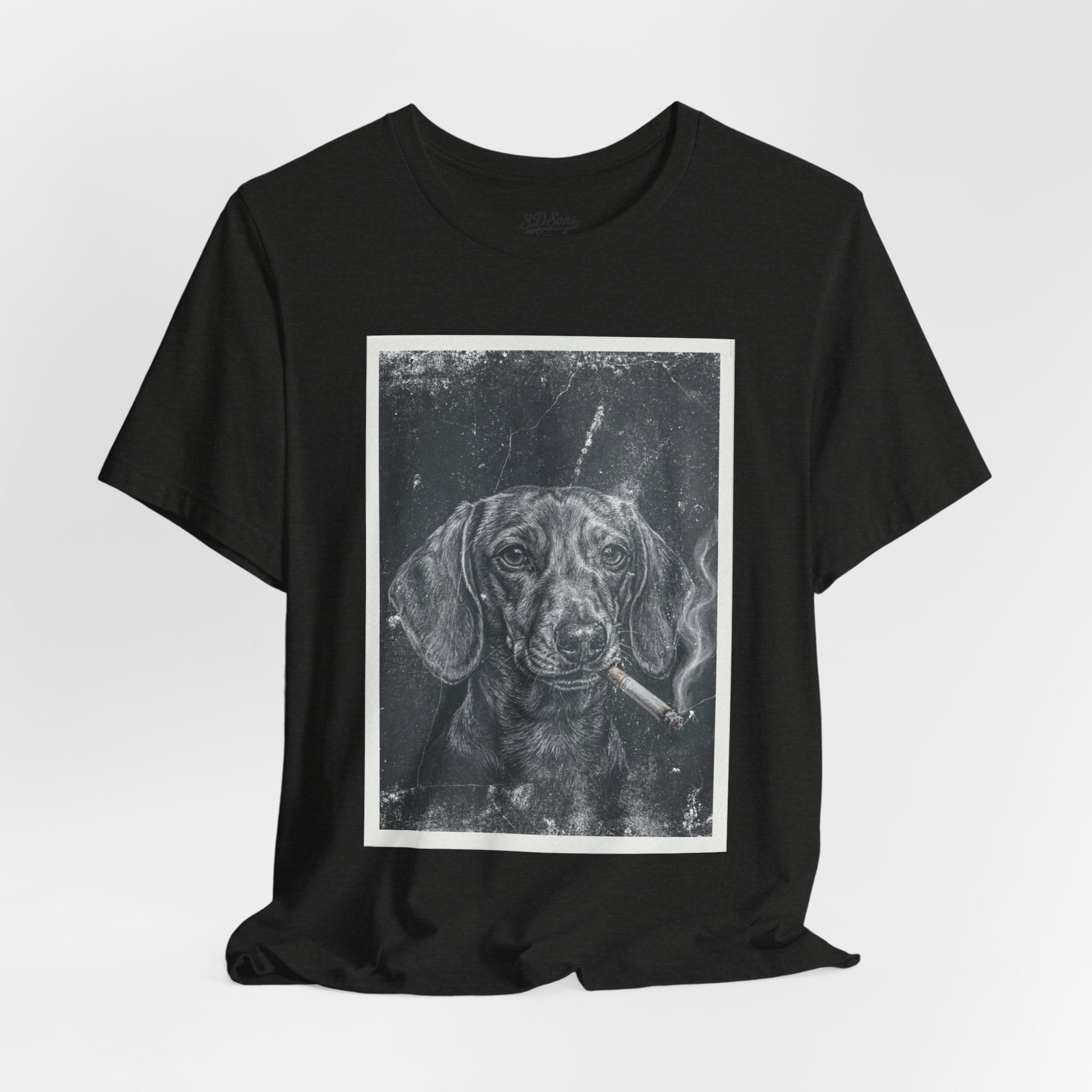 Dachshund Smoking Portrait Tee – Vintage Smokin' Dog Art T-Shirt