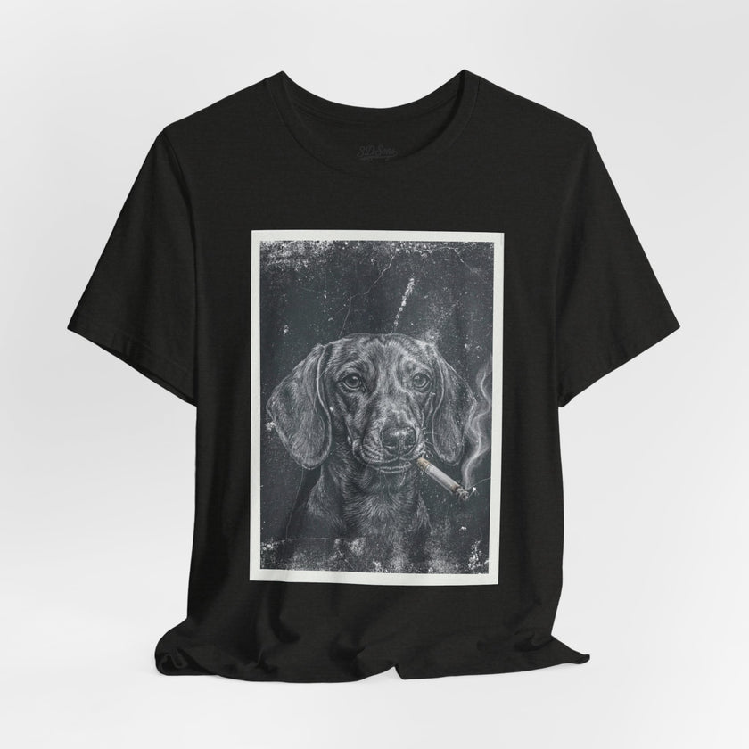 Dachshund Smoking Portrait Tee – Vintage Smokin' Dog Art T-Shirt