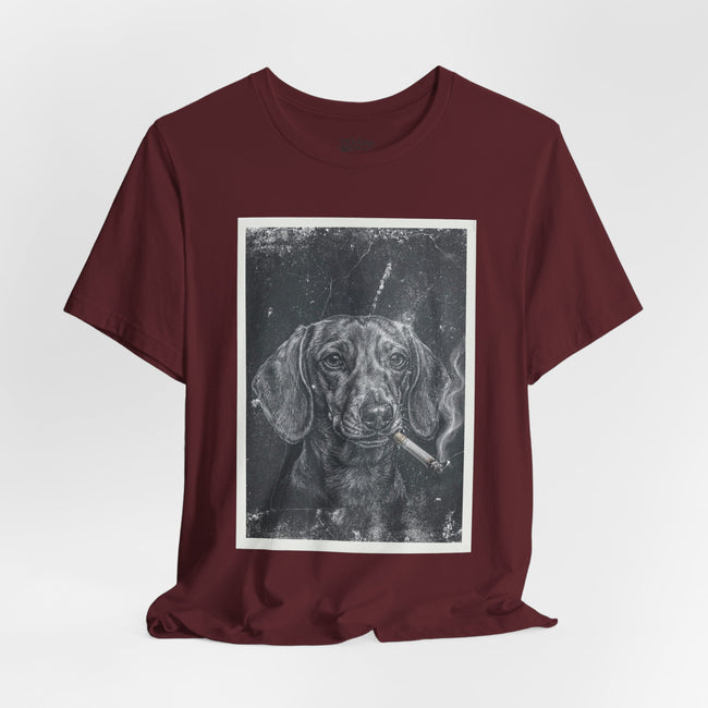 Dachshund Smoking Portrait Tee – Vintage Smokin' Dog Art T-Shirt