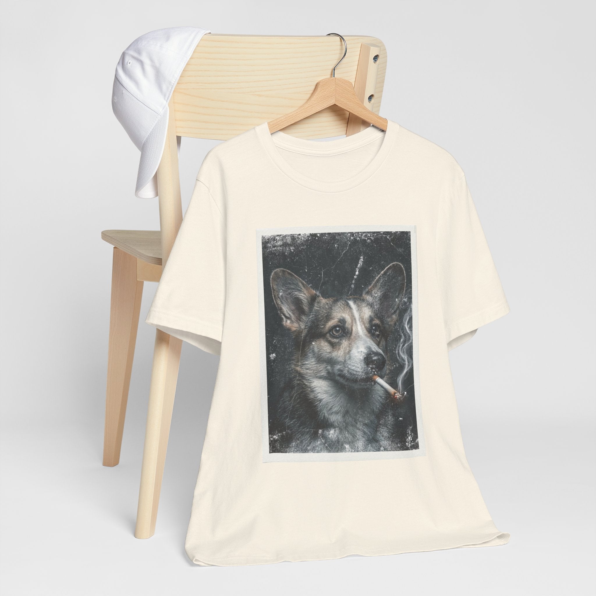 Smoking Corgi Graphic Tee – Retro Dog Portrait T-Shirt