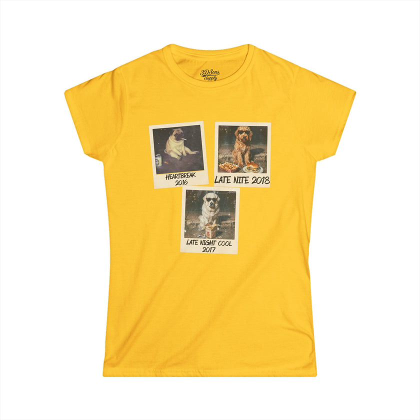 Personalized Polaroid Photo Tee — Custom 3-Image Women's Softstyle