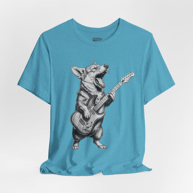 Corgi Rockstar T‑Shirt — Guitar Playing Dog Graphic Tee