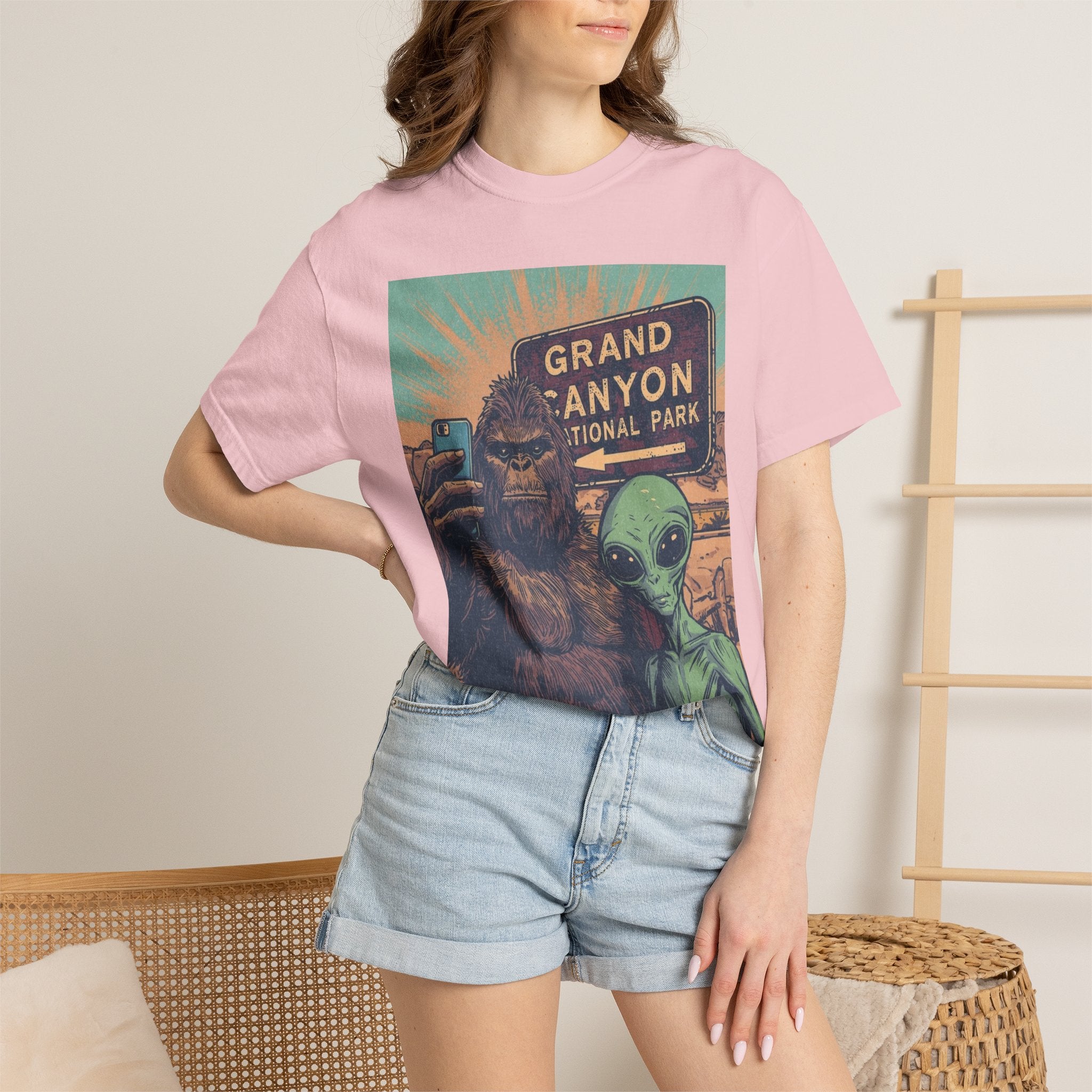 Bigfoot & Alien Grand Canyon T-Shirt — Funny National Park Tee
