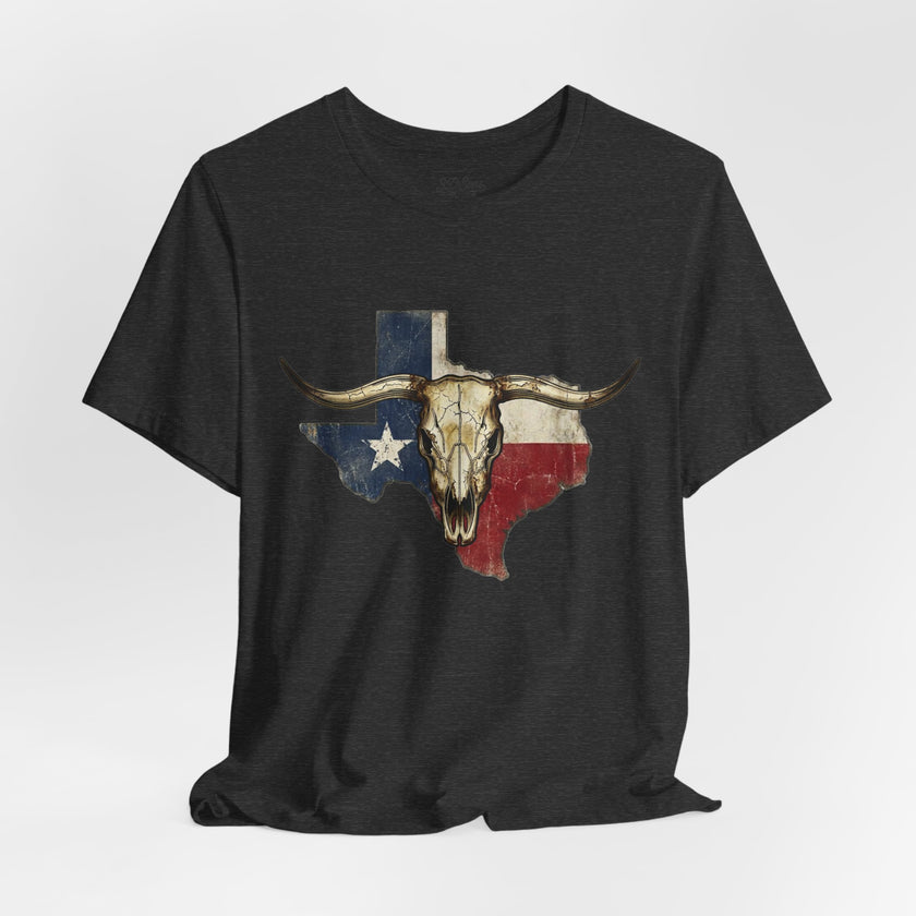 Texas Flag Longhorn Tee - Vintage Texas Skull T-Shirt