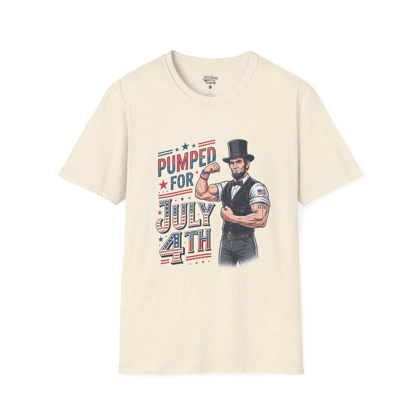 Pumped for July 4th Abraham Lincoln T-Shirt | Funny Patriotic Tee