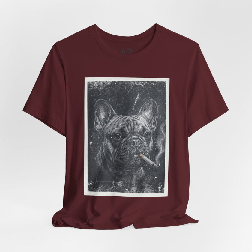 French Bulldog Smoking Graphic Tee — Retro Smoky Dog Art T-Shirt