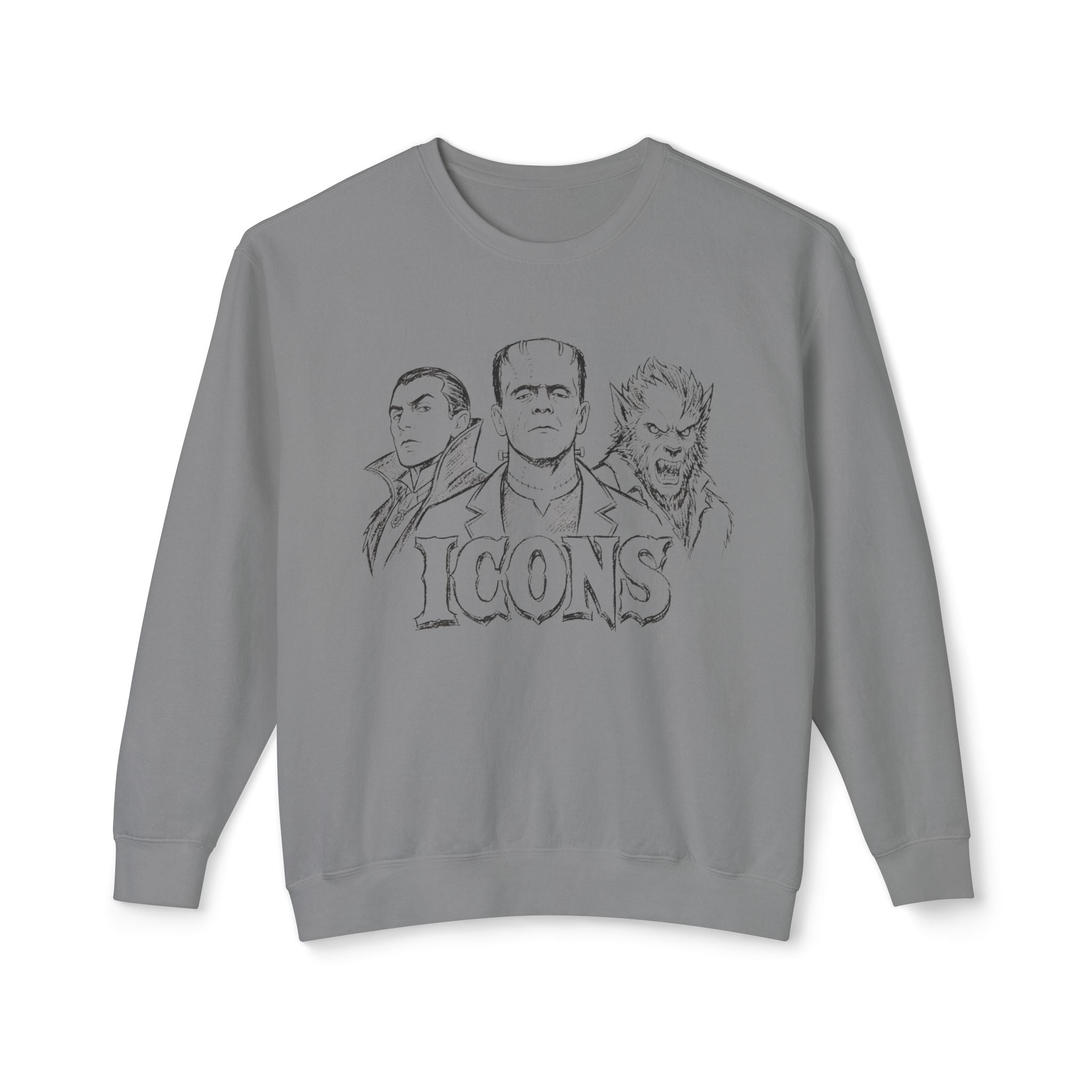 Classic Monster Icons Sweatshirt | Frankenstein Dracula Wolfman Crewneck