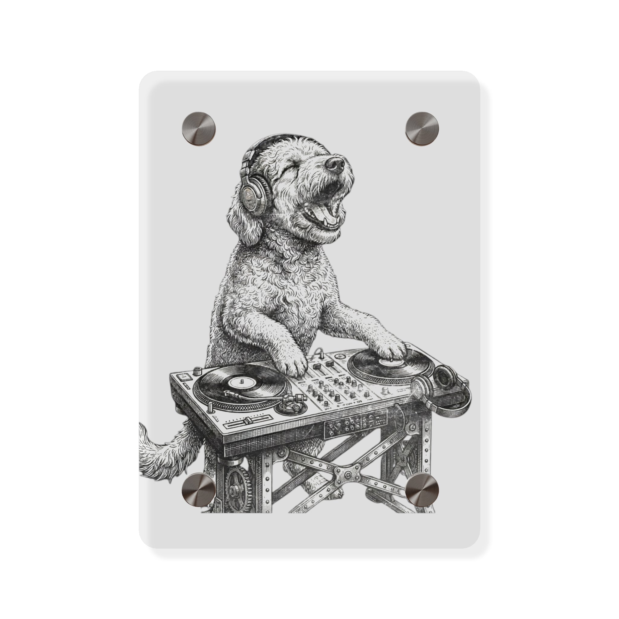 Doodle DJ with Turntable Acrylic Wall Art Panels | Music Room Decor