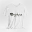 Alien Spaceship Campfire Illustration, Minimalist Landscape