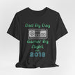 Personalized Dad By Day Gamer By Night T-Shirt — Established 2018 Retro Controller Tee