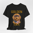 Golden Era Dog T-Shirt – American Flag Doodle with Sunglasses