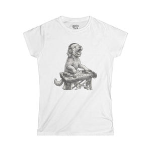DJ Doodle Dog Women's Tee — Cute Turntable Graphic