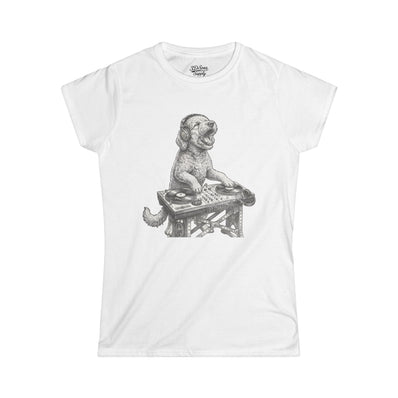 DJ Doodle Dog Women's Tee — Cute Turntable Graphic