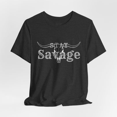 Stay Savage Longhorn Tee - Vintage Texas Skull T-Shirt