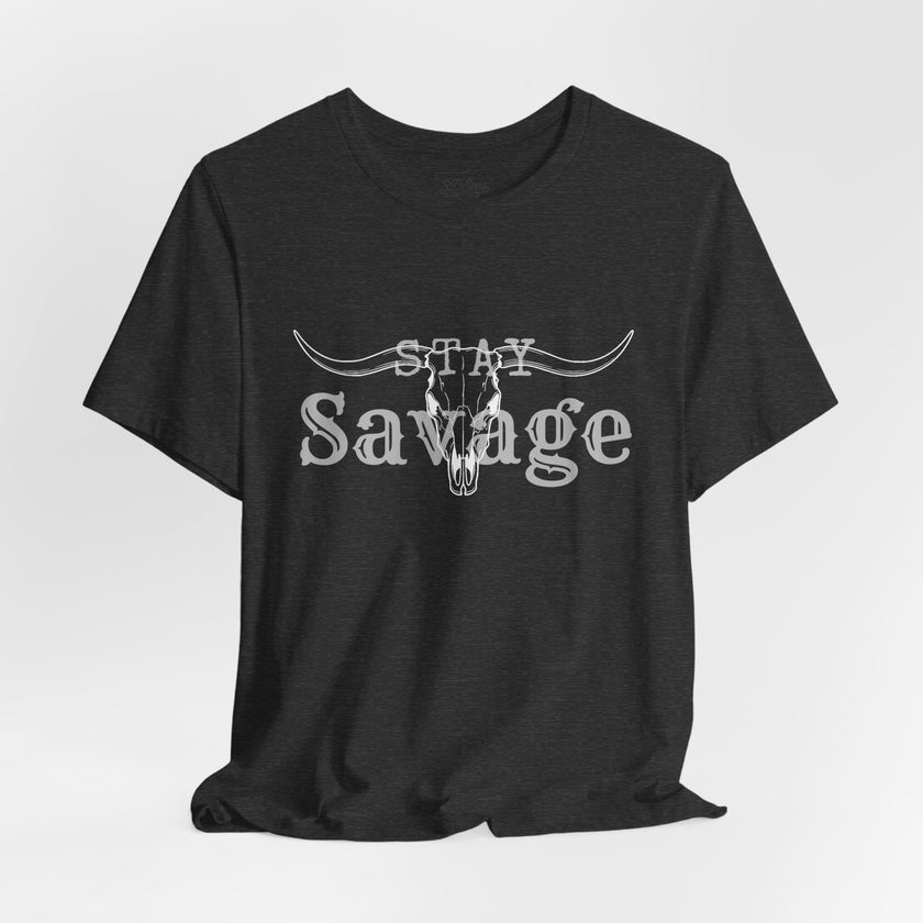 Stay Savage Longhorn Tee - Vintage Texas Skull T-Shirt