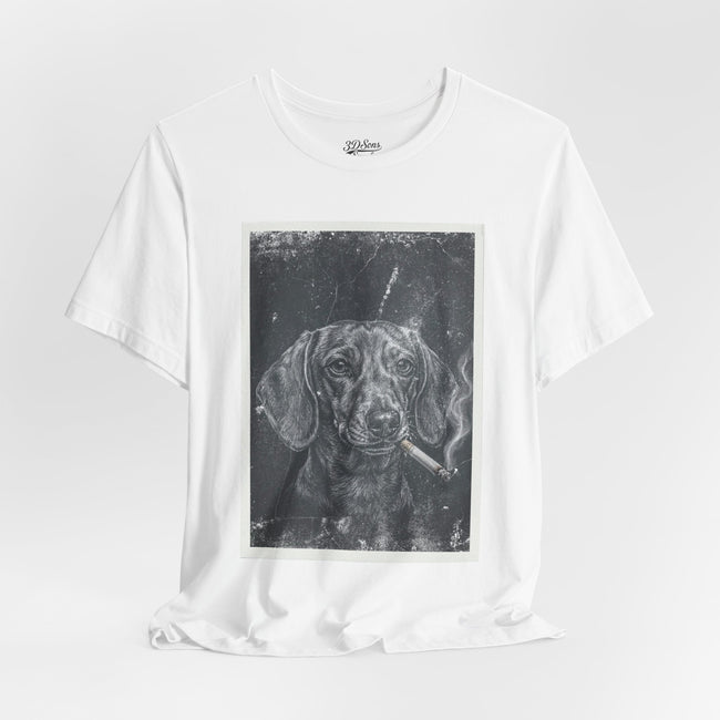 Dachshund Smoking Portrait Tee – Vintage Smokin' Dog Art T-Shirt
