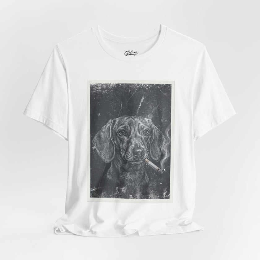 Dachshund Smoking Portrait Tee – Vintage Smokin' Dog Art T-Shirt
